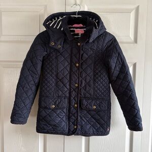 Joules Girl Newdale Quilted Jacket Hooded Navy Preppy Academia Equestrian 9-10